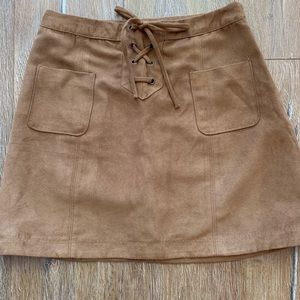 Brown suede mini skirt